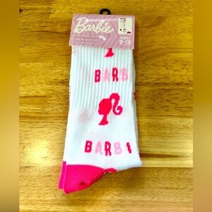 Barbie Pink and White Crew Socks